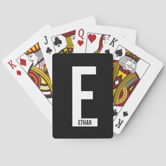 Modernes Personalisiertes Fettmonogramm und Name Spielkarten (Rückseite)