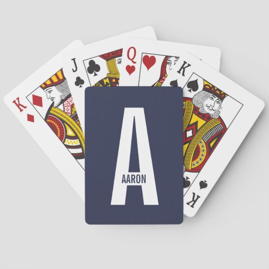 Modernes Personalisiertes Fettmonogramm und Name Spielkarten (Rückseite)