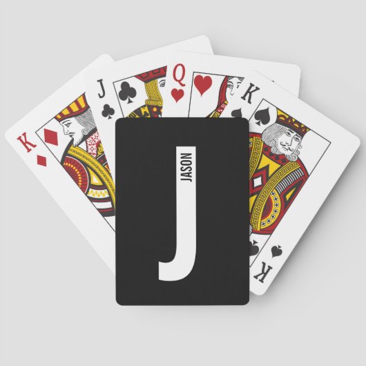 Modernes Personalisiertes Fettmonogramm und Name Spielkarten (Rückseite)