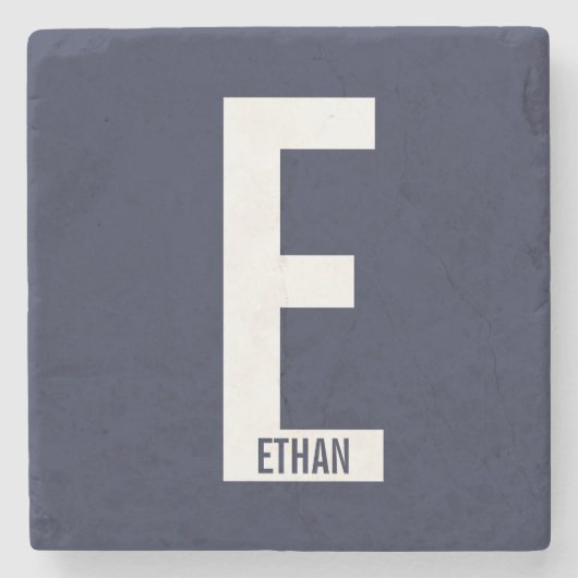 Modernes Personalisiertes Fettmonogramm und Name Steinuntersetzer (Vorderseite)