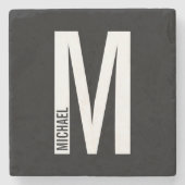 Modernes Personalisiertes Fettmonogramm und Name Steinuntersetzer (Vorderseite)