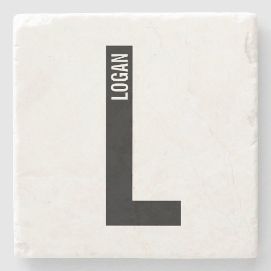 Modernes Personalisiertes Fettmonogramm und Name Steinuntersetzer (Vorderseite)