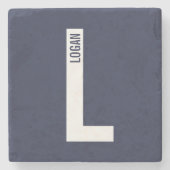 Modernes Personalisiertes Fettmonogramm und Name Steinuntersetzer (Vorderseite)