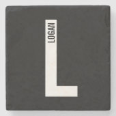 Modernes Personalisiertes Fettmonogramm und Name Steinuntersetzer (Vorderseite)