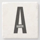 Modernes Personalisiertes Fettmonogramm und Name Steinuntersetzer (Vorderseite)