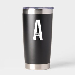 Modernes Personalisiertes Fettmonogramm und Name Thermobecher