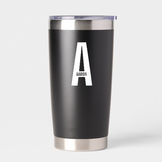 Modernes Personalisiertes Fettmonogramm und Name Thermobecher (Links)