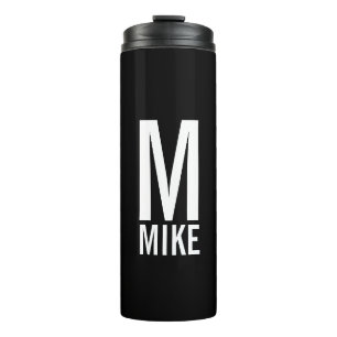 Modernes Personalisiertes Fettmonogramm und Name Thermosbecher
