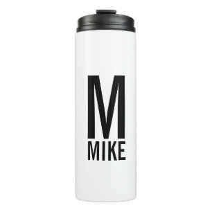 Modernes Personalisiertes Fettmonogramm und Name Thermosbecher