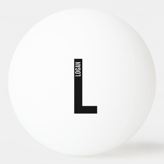 Modernes Personalisiertes Fettmonogramm und Name Tischtennisball (Rückseite)