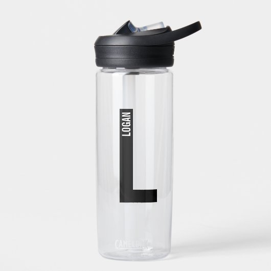 Modernes Personalisiertes Fettmonogramm und Name Trinkflasche (Links)