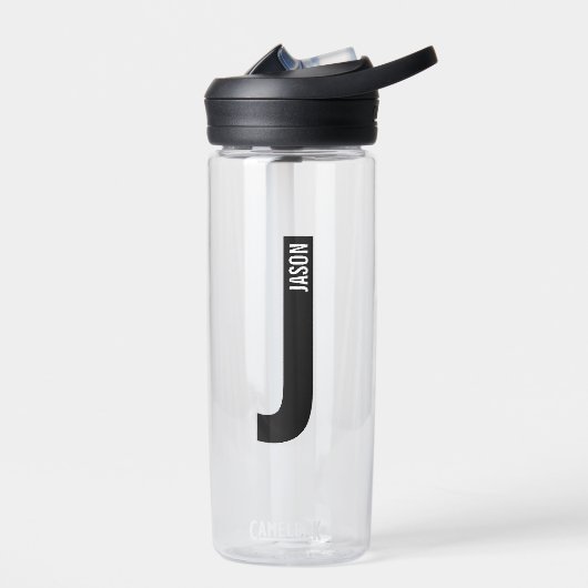 Modernes Personalisiertes Fettmonogramm und Name Trinkflasche (Links)