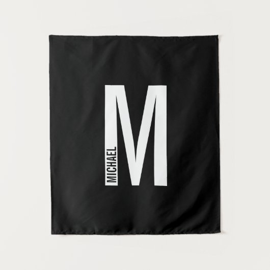 Modernes Personalisiertes Fettmonogramm und Name Wandteppich (Vorderseite)