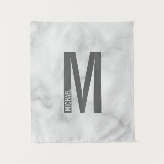 Modernes Personalisiertes Fettmonogramm und Name Wandteppich (Vorderseite)