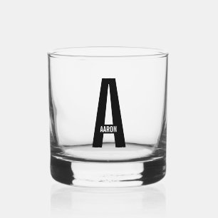 Modernes Personalisiertes Fettmonogramm und Name Whiskyglas