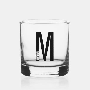 Modernes Personalisiertes Fettmonogramm und Name Whiskyglas