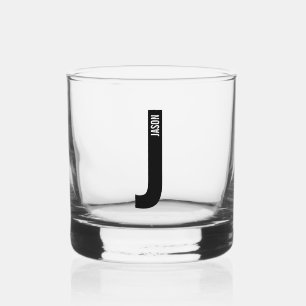 Modernes Personalisiertes Fettmonogramm und Name Whiskyglas