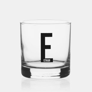 Modernes Personalisiertes Fettmonogramm und Name Whiskyglas