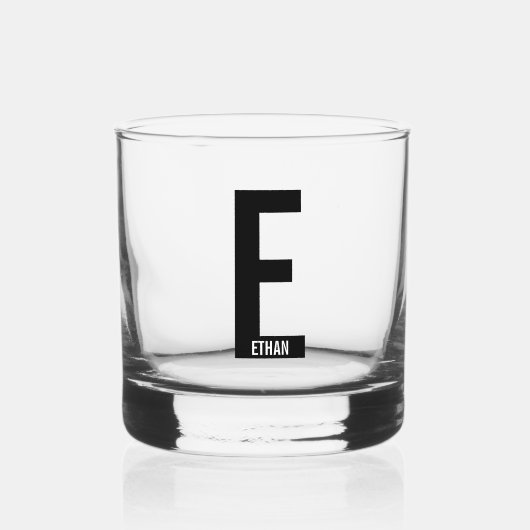 Modernes Personalisiertes Fettmonogramm und Name Whiskyglas (Vorderseite)