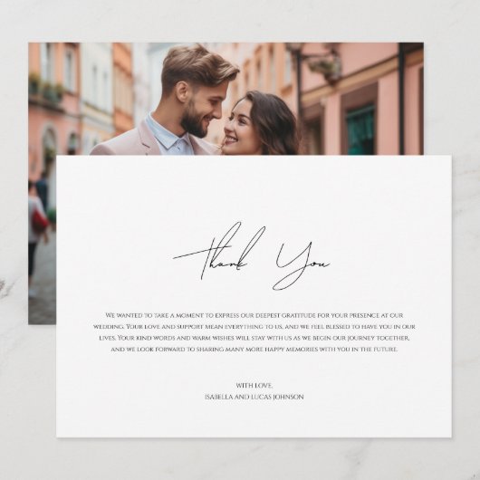 Modernes Personalisiertes Foto Flat Danke Karte (Vorne/Hinten)