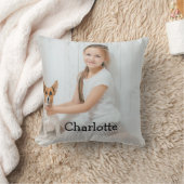 Modernes Personalisiertes Foto Monogram Kissen (Decke)