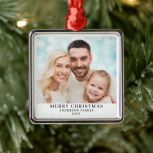 Modernes Personalisiertes Foto Weihnachten Ornament Aus Metall