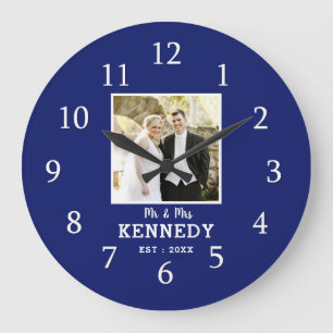 Modernes Personalisiertes Foto zum Hochzeitsfeiern Große Wanduhr