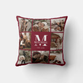 Modernes Personalisiertes Fotomaterial Burgund Kissen (Rückseite)