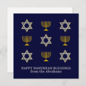 Modernes Personalisiertes Glück Hanukkah Feiertagskarte (Vorne/Hinten)