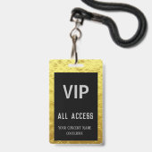 Modernes Personalisiertes Gold Black VIP Access Ab Ausweis (Vorderseite mit Lanyard)