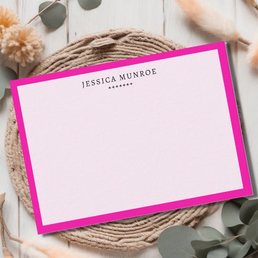 Modernes Personalisiertes Hot Pink Border Mitteilungskarte