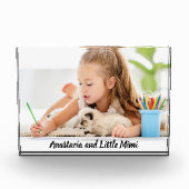 Modernes personalisiertes Kind und Hund Fotoblock (Vorderseite)