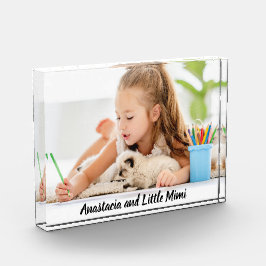 Modernes personalisiertes Kind und Hund Fotoblock