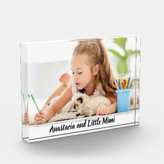 Modernes personalisiertes Kind und Hund Fotoblock (Links)