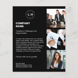 Modernes Personalisiertes Logo Foto Black Business Flyer