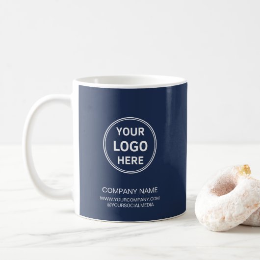 Modernes Personalisiertes Logo Navy Blue Business Kaffeetasse (Mit Donut)