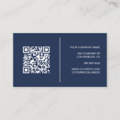 Modernes Personalisiertes Logo QR Navy Blue Visitenkarte (Rückseite)