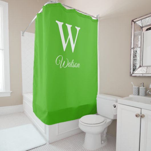 Modernes Personalisiertes Monogram Kelly Green Duschvorhang (Beispiel)