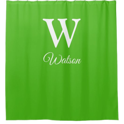 Modernes Personalisiertes Monogram Kelly Green Duschvorhang (Vorderseite)