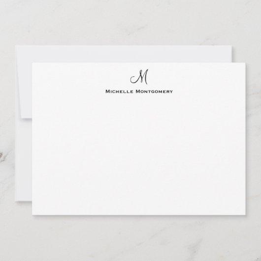 Modernes Personalisiertes Monogram Script-Stationi Mitteilungskarte (Vorderseite)