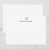Modernes Personalisiertes Monogram Script-Stationi Mitteilungskarte (Vorne/Hinten)