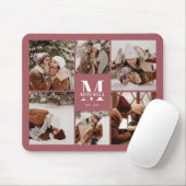 Modernes Personalisiertes Monogramm-Collage Rosa Mousepad (Mit Mouse)