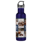 Modernes Personalisiertes Monogramm & Fotolack Bla Edelstahlflasche (Vorderseite)