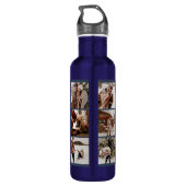 Modernes Personalisiertes Monogramm & Fotolack Bla Edelstahlflasche (Rückseite)