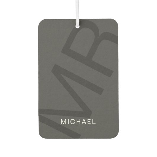 Modernes Personalisiertes Monogramm Grau Autolufterfrischer (Vorderseite)