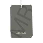 Modernes Personalisiertes Monogramm Grau Autolufterfrischer (Rückseite)
