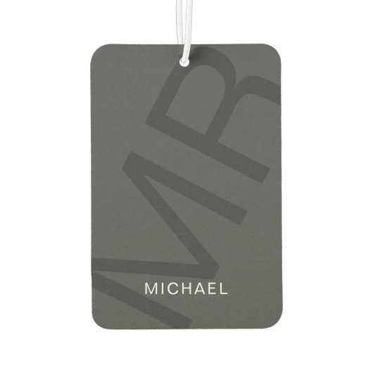 Modernes Personalisiertes Monogramm Grau Autolufterfrischer (Rückseite)