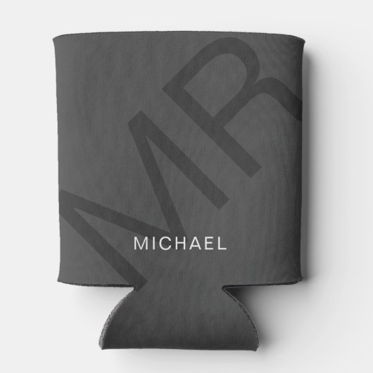 Modernes Personalisiertes Monogramm Grau Dosenkühler (Rückseite)
