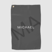 Modernes Personalisiertes Monogramm Grau Golfhandtuch (Vorderseite)
