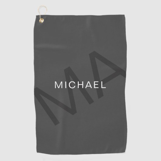 Modernes Personalisiertes Monogramm Grau Golfhandtuch (Vorderseite)